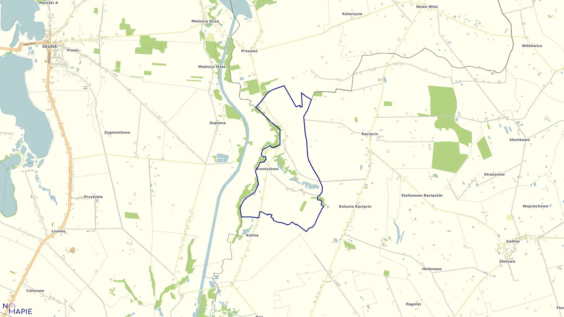 Mapa obrębu BRONISZEWO w gminie Wierzbinek