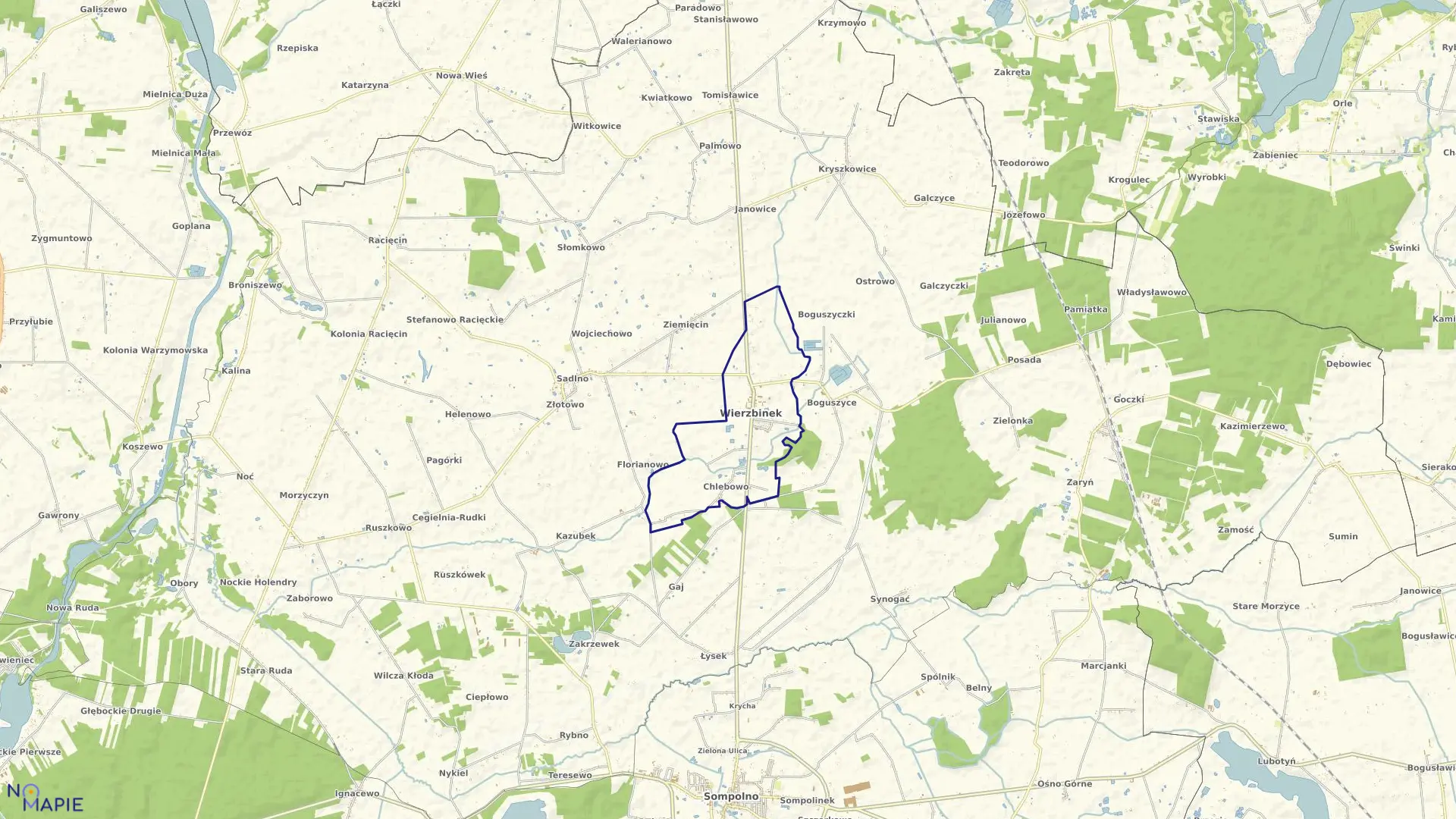 Mapa obrębu CHLEBOWO w gminie Wierzbinek