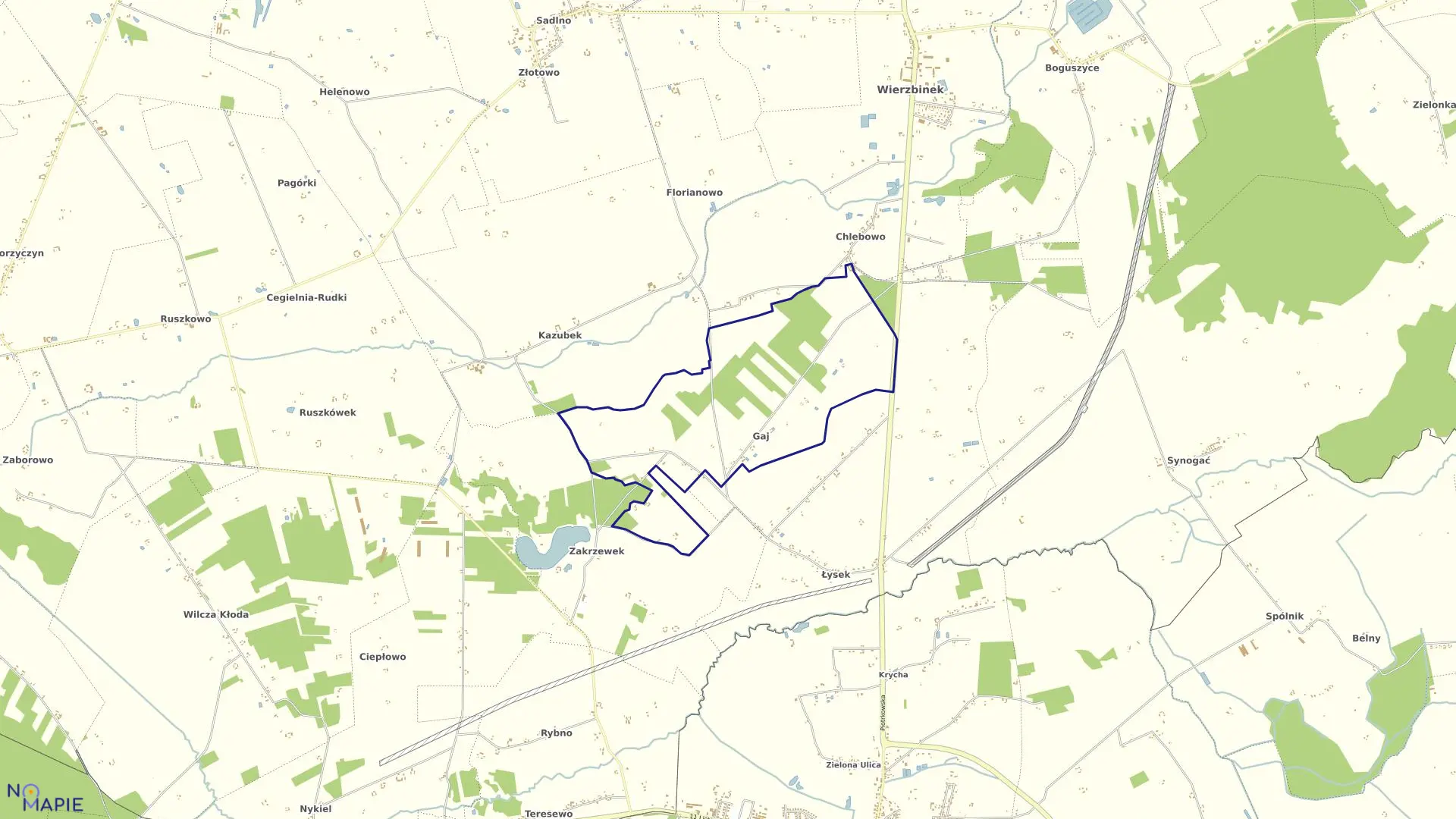 Mapa obrębu GAJ w gminie Wierzbinek