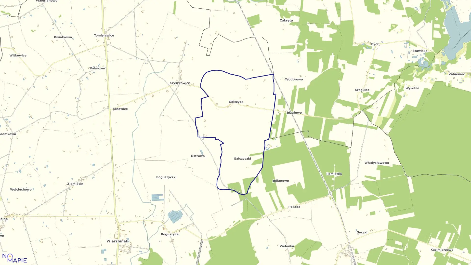 Mapa obrębu GALCZYCE w gminie Wierzbinek