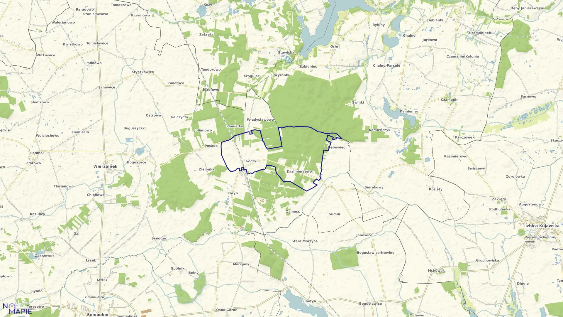 Mapa obrębu GOCZKI w gminie Wierzbinek