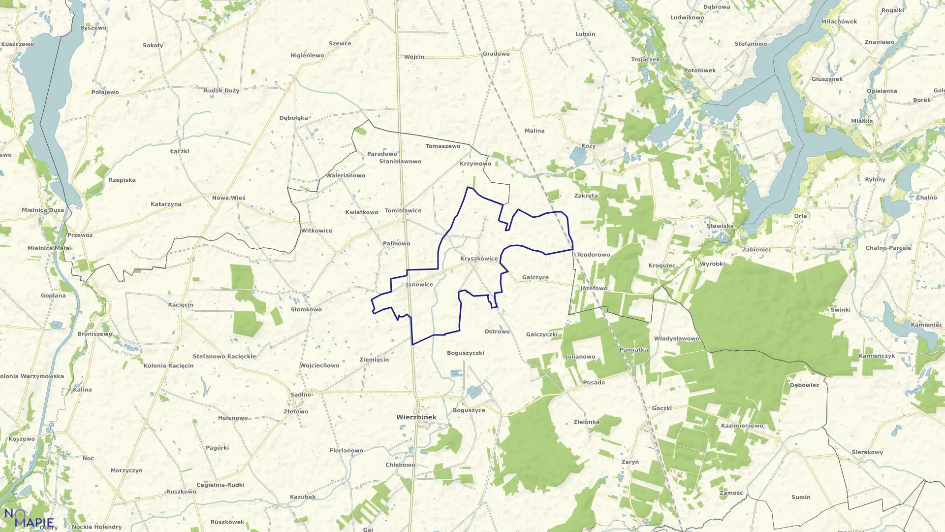 Mapa obrębu KRYSZKOWICE w gminie Wierzbinek