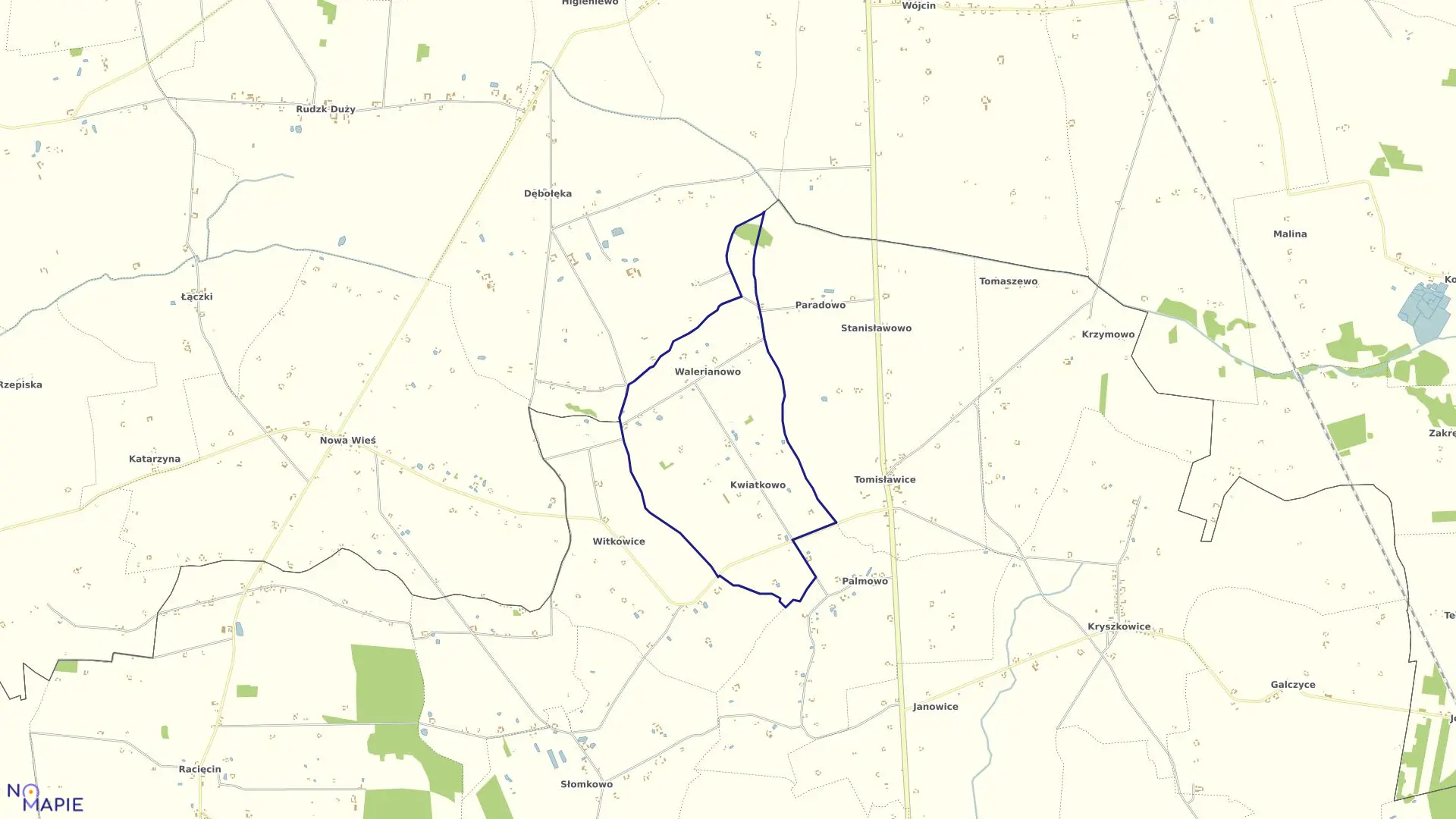 Mapa obrębu KWIATKOWO w gminie Wierzbinek