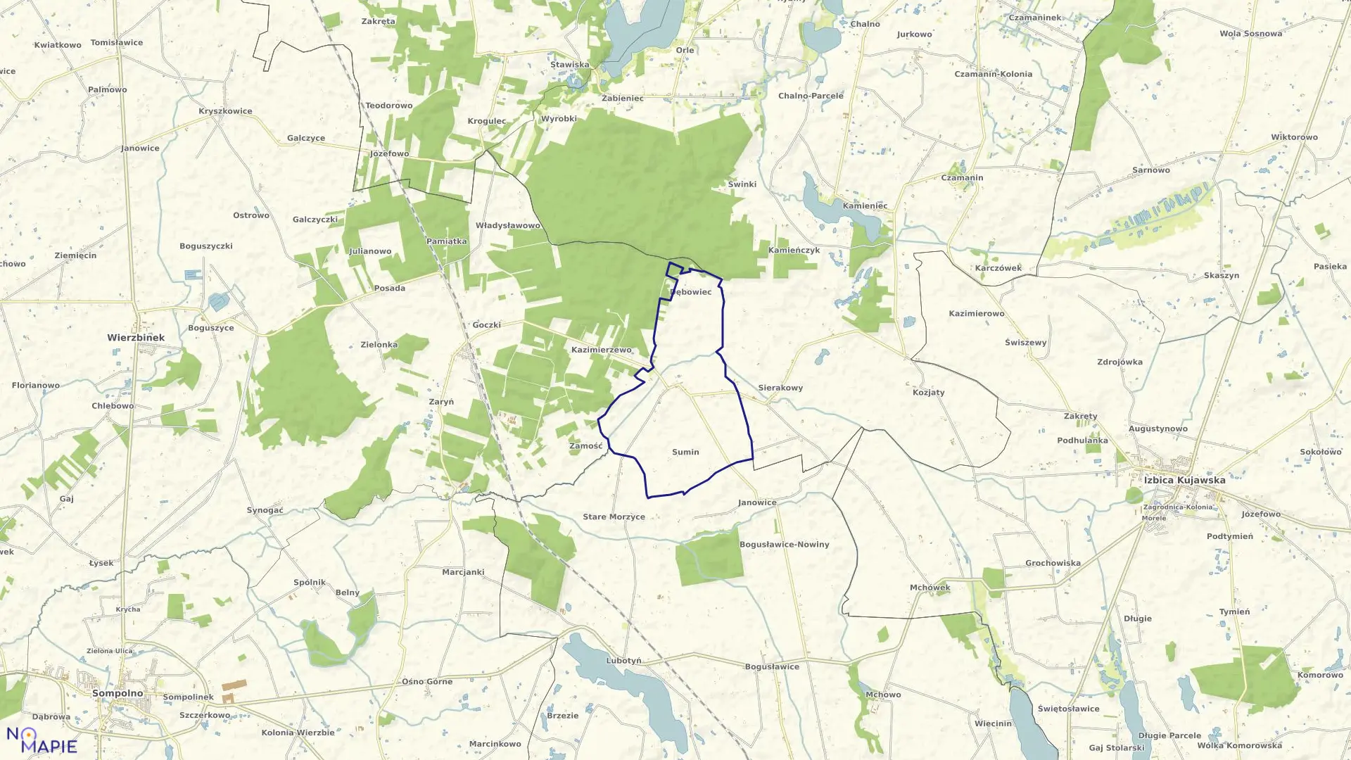 Mapa obrębu MĄKOSZYN w gminie Wierzbinek